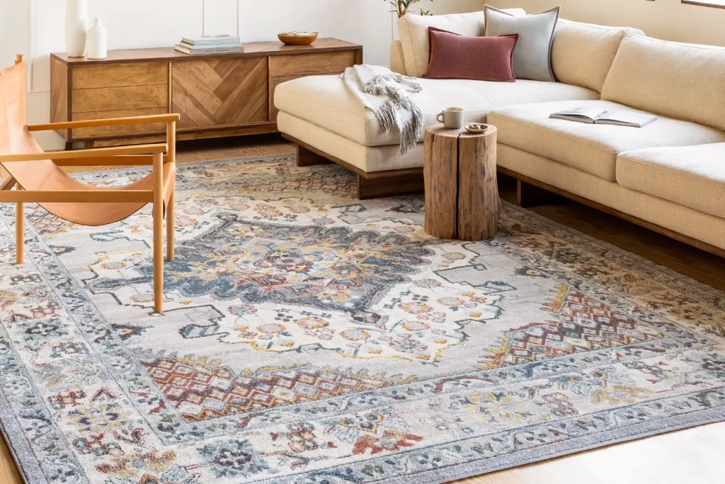 Professionally cleaned area rug with restored color and a fresh, clean finish.